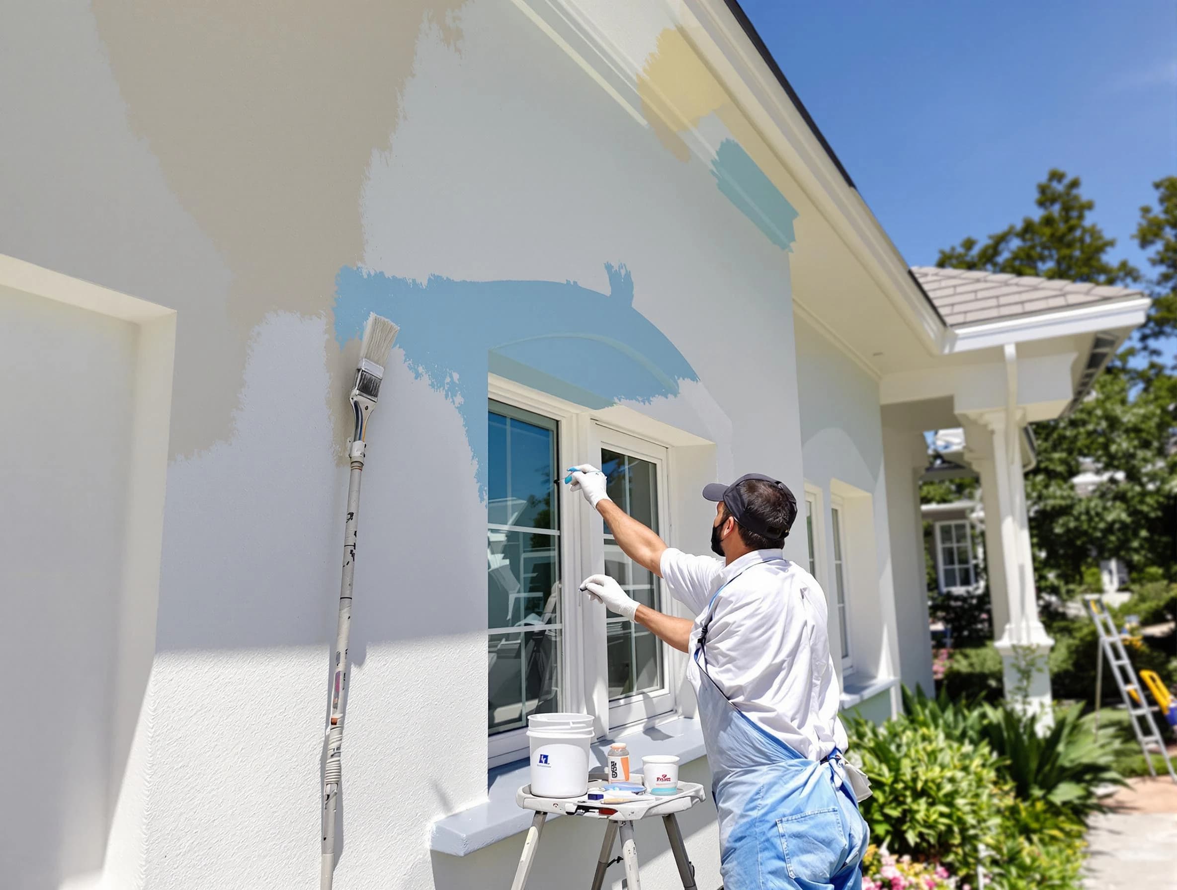 Sun Lakes House Painters professional painting the exterior of a house in Sun Lakes, AZ