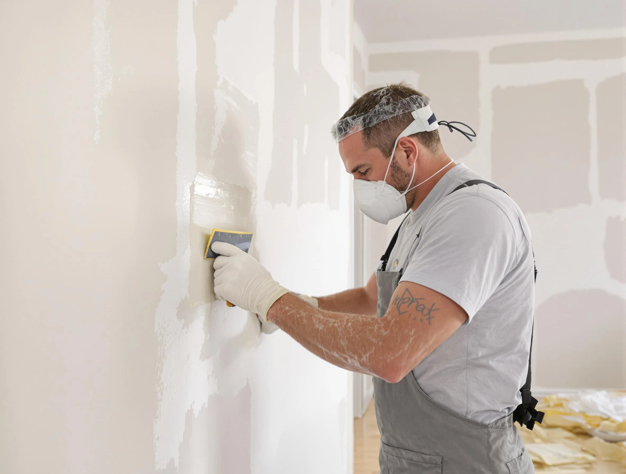 Sun Lakes House Painters technician applying mud to drywall seams in Sun Lakes, AZ