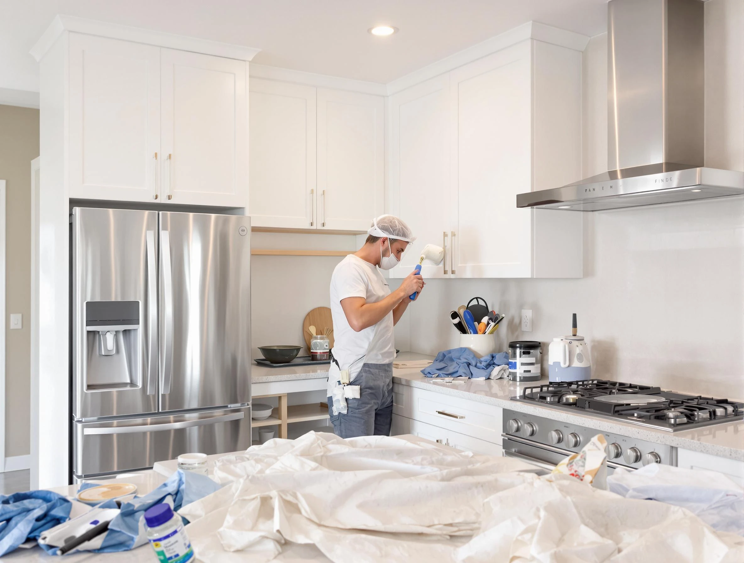 Sun Lakes House Painters painter applying a fresh coat in a kitchen located in Sun Lakes, AZ