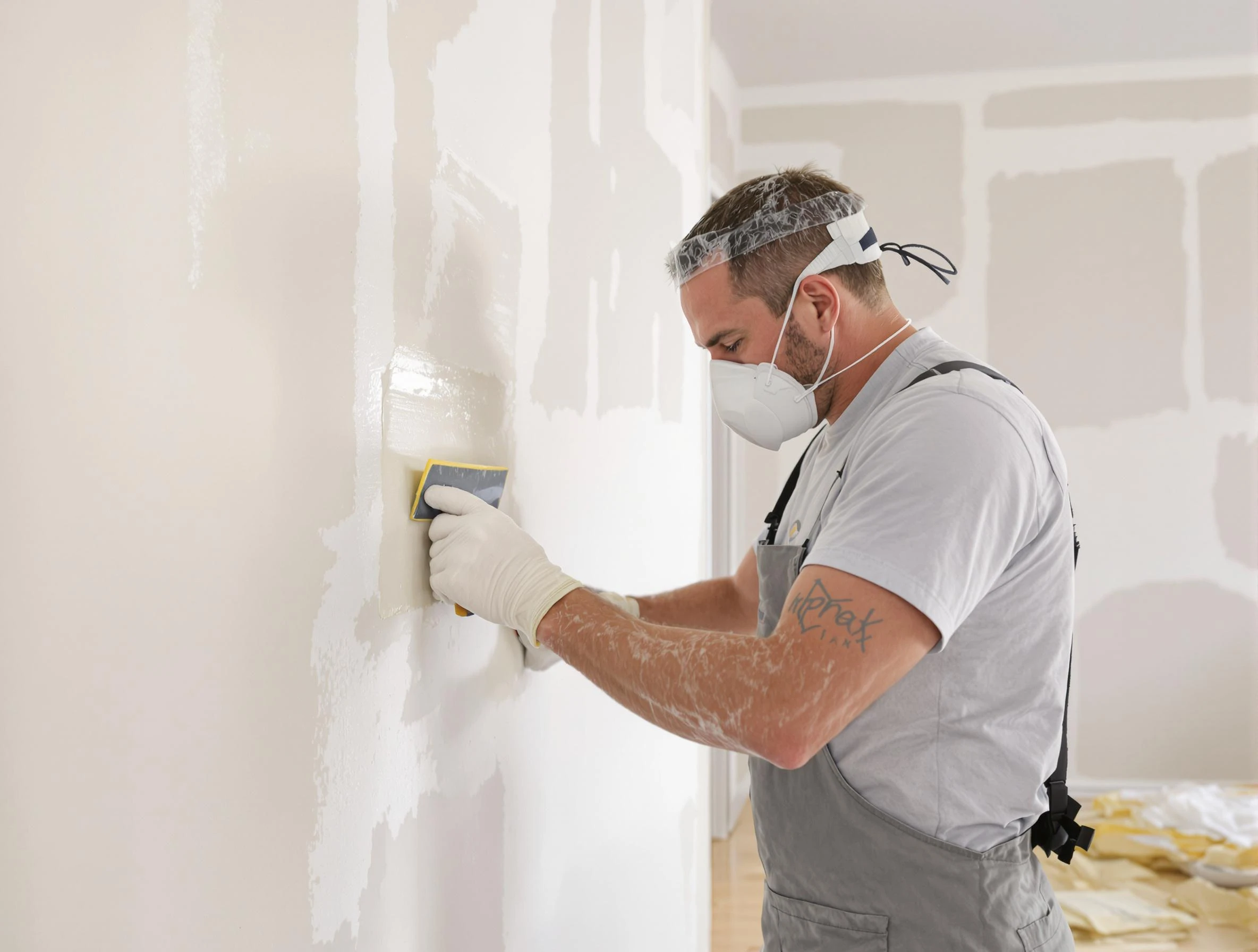Sun Lakes House Painters technician applying mud to drywall seams in Sun Lakes, AZ